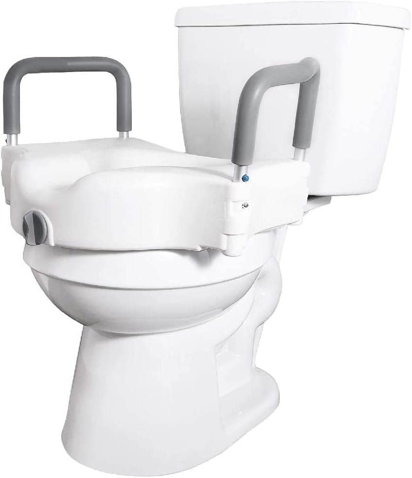 Asiento Elevado para Inodoro Con Reposabrazos y Fijación Segura